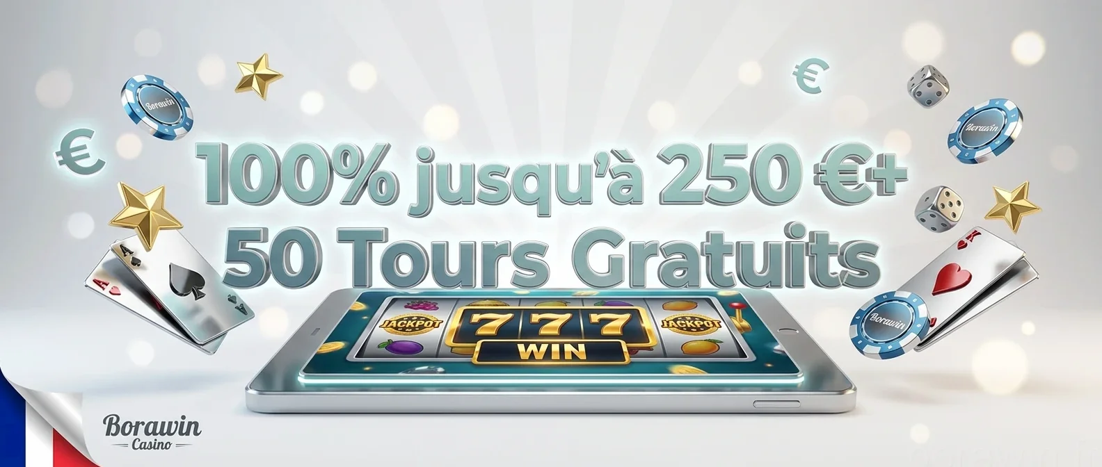 100% jusqu'à 250 €+ 50 Tours Gratuits